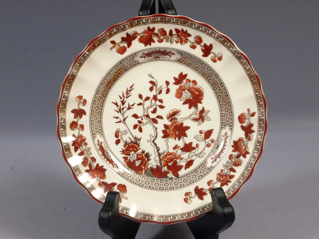 Copeland Spode Indian Tree Rust Orange Bread Dessert Side Plate England: This is a beautiful Antique Copeland's Spode Bread and Butter/Dessert Plate in rust Indian tree pattern. It is decorated in the rust and oranges tree, flowers and leaves. This amazing set is both