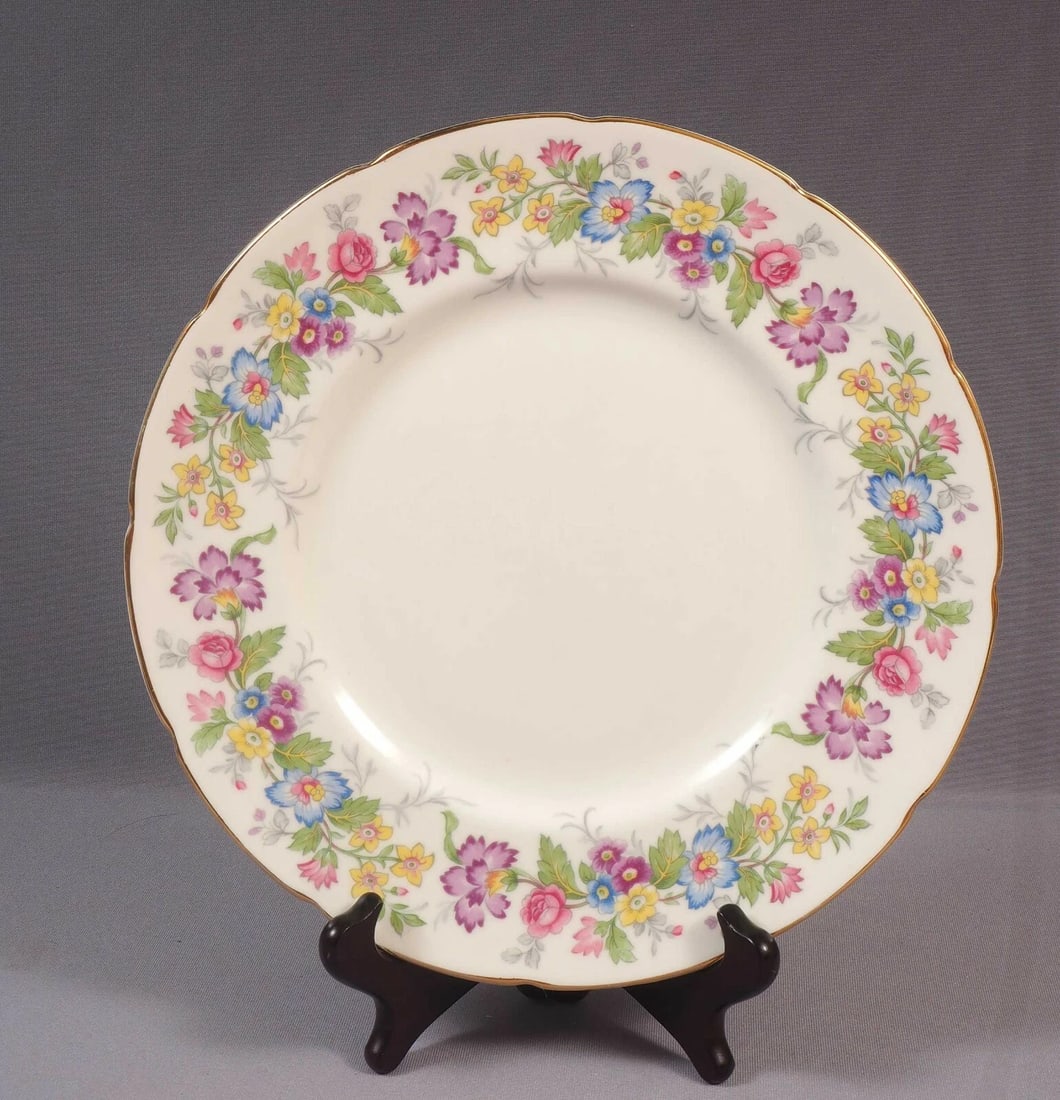 VINTAGE Coalport MAYTIME Dinner Plate England Pink Blue (1 of 4)