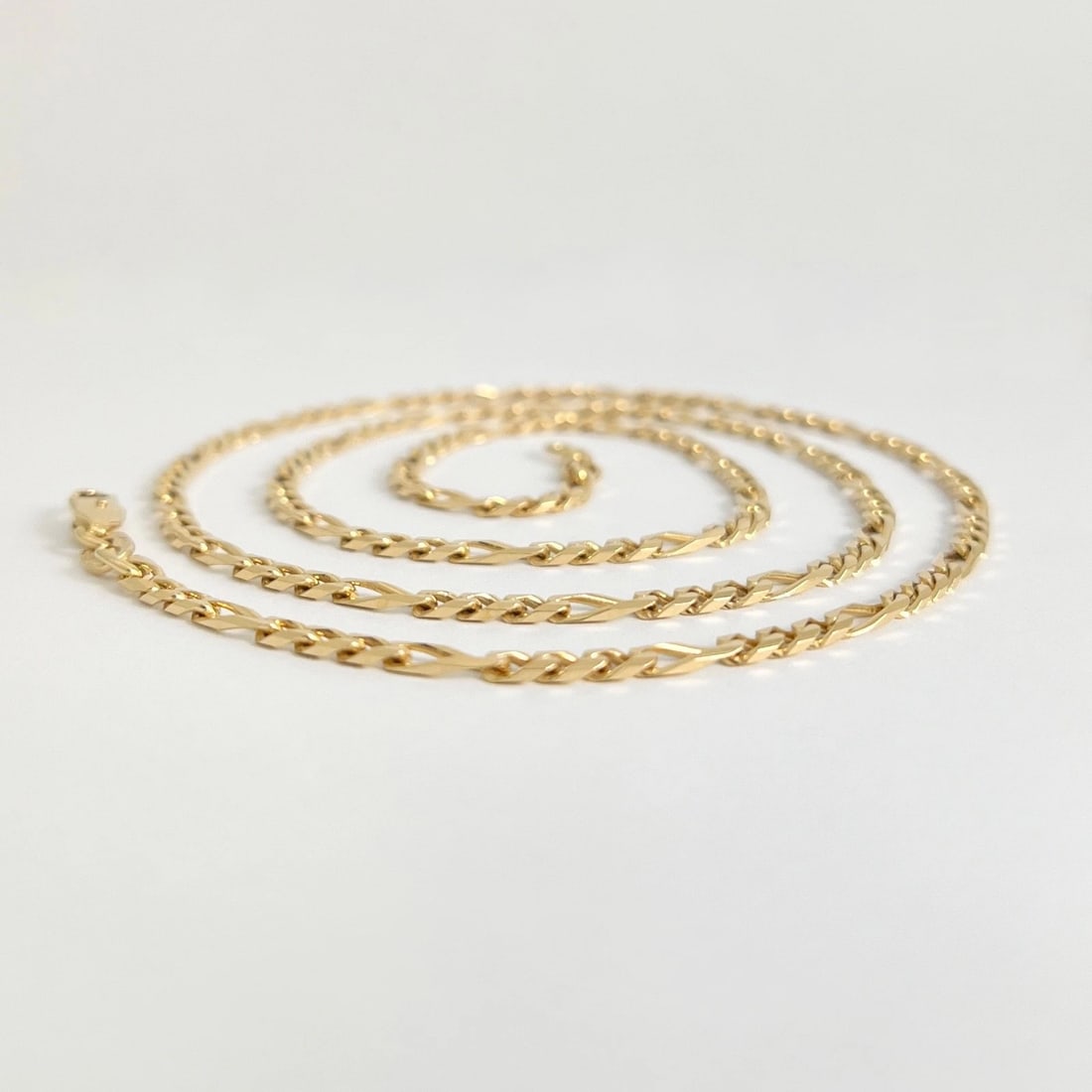 Italian Long Figaro Chain Necklace 14K Yellow Gold, 24 Inches, 3 mm, 14.37 Grams - 5