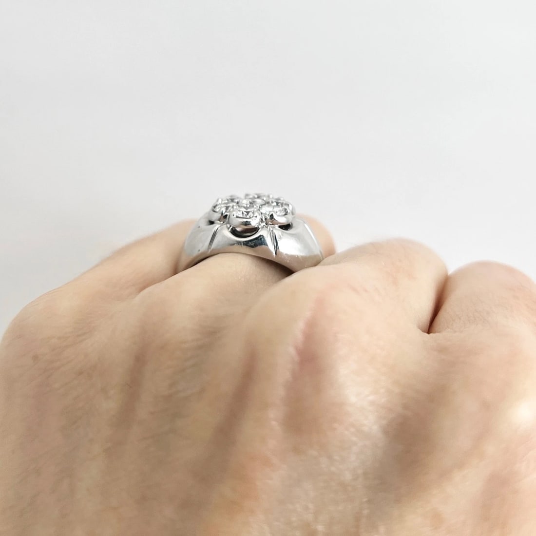 Estate Diamond Cluster Cocktail Statement Ring 14K White Gold .90 CTW, 10.01 Gr - 4