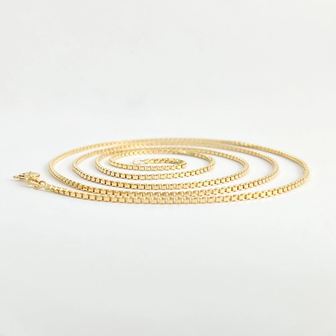Long Thin Box Chain Necklace 14K Yellow Gold, 24 Inches, 1.4 mm, 5.83 Grams - 5