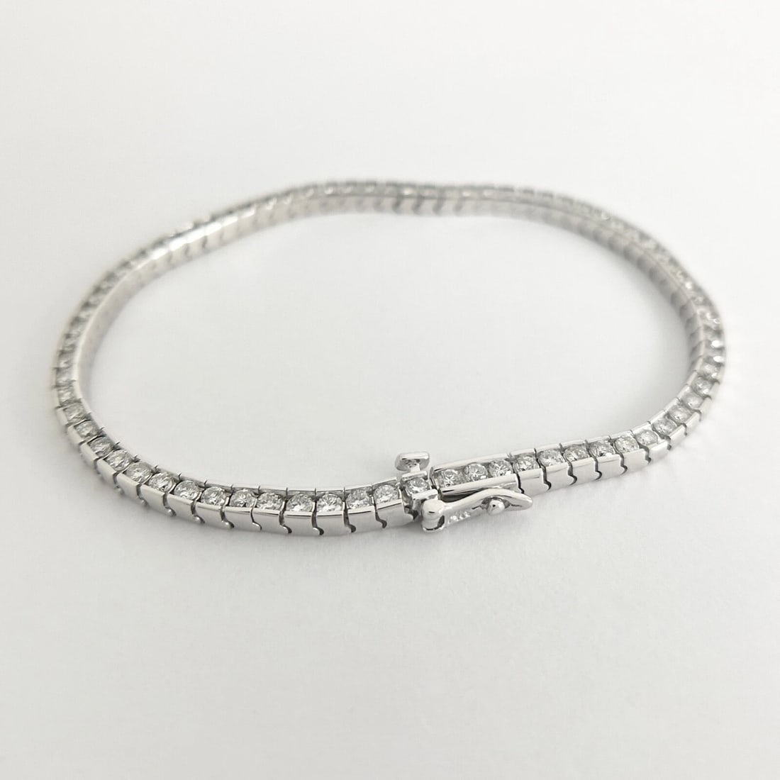 Channel-Set Diamond Tennis Bracelet 14K White Gold, 2.25 CTW, 12.71 Grams - 7