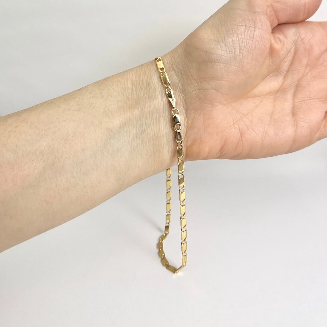Italian Anchor Chain Link Anklet Bracelet 14K Yellow Gold, 11 Inches, 7.41 Grams - 5