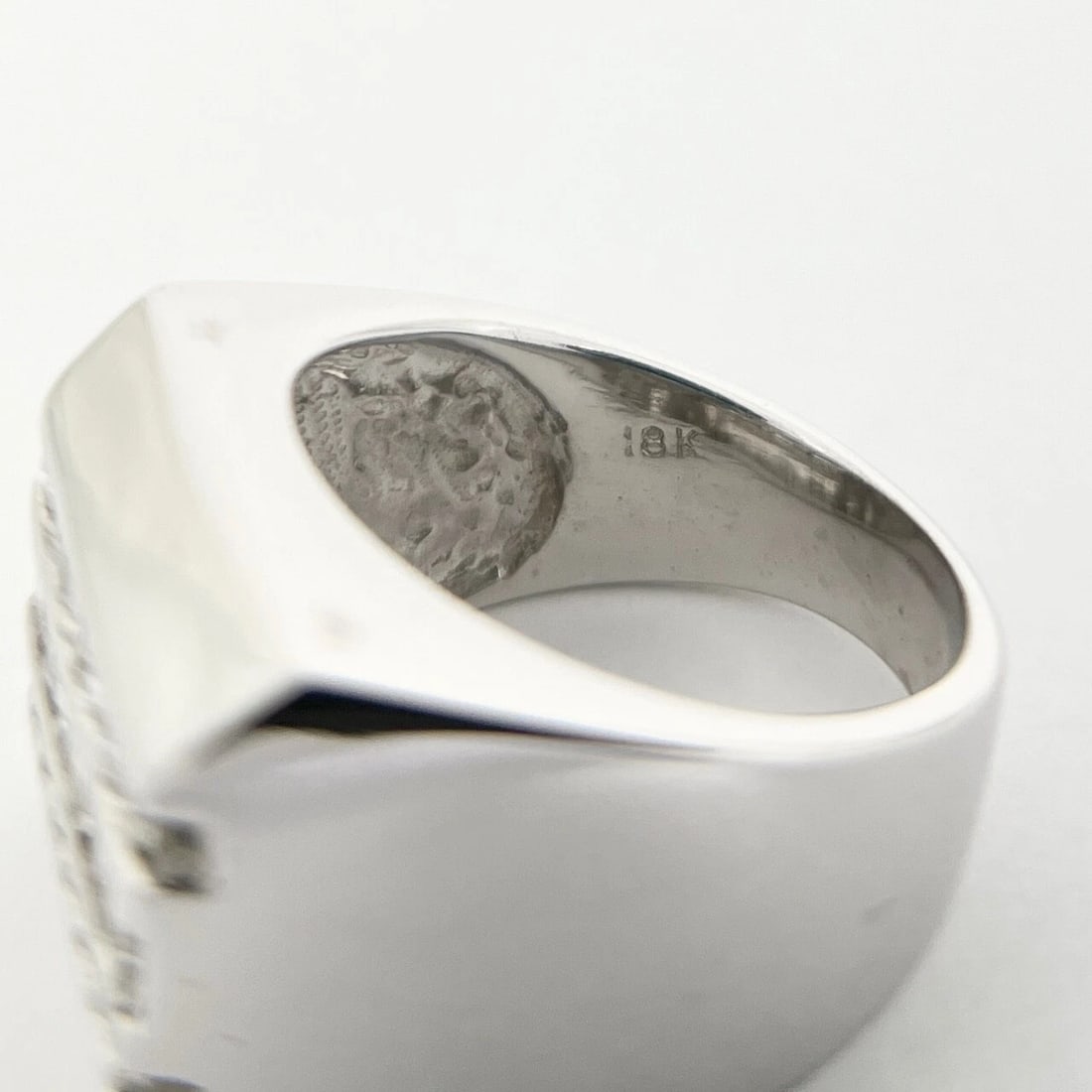 Men's Flat Top Baguette Round Diamond Channel-Set Ring 18K White Gold, 16.75 Gr - 9