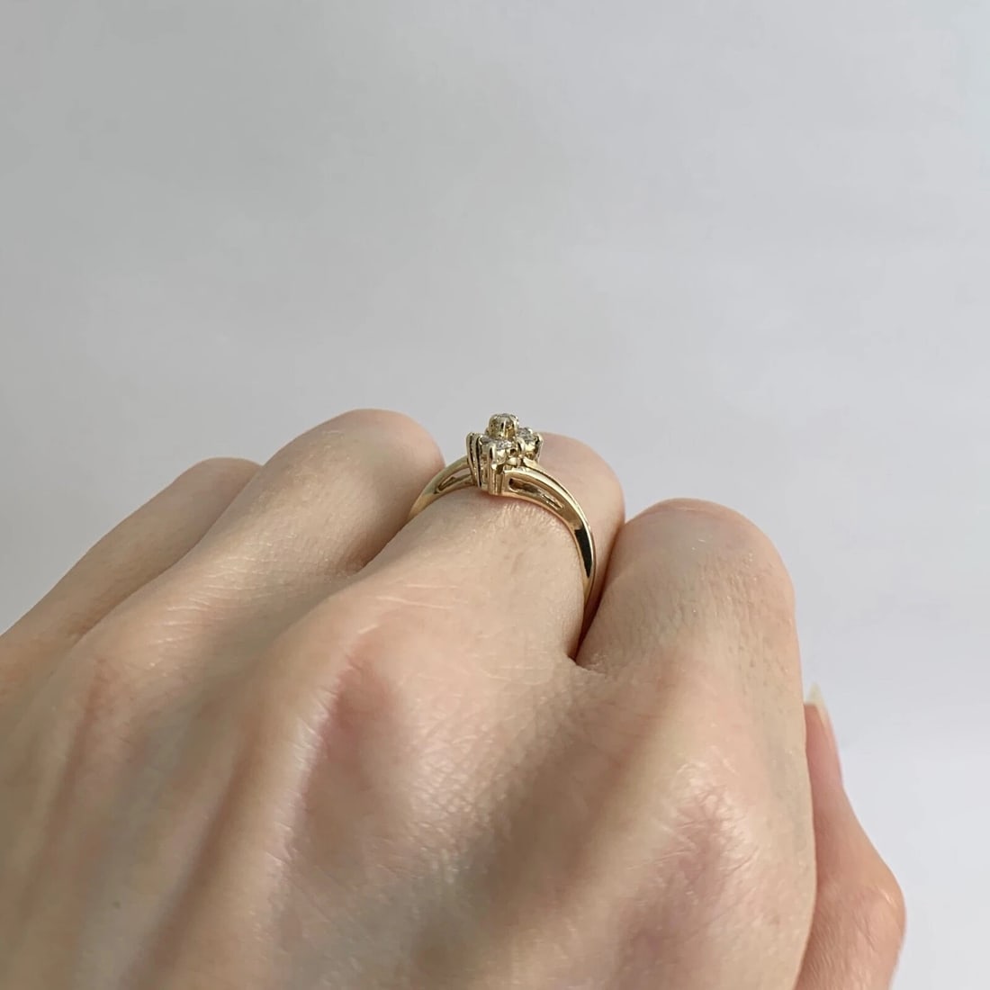 Diamond Marquise Cluster Statement Ring 14K Yellow Gold, .18 CTW, 1.97 Grams - 5
