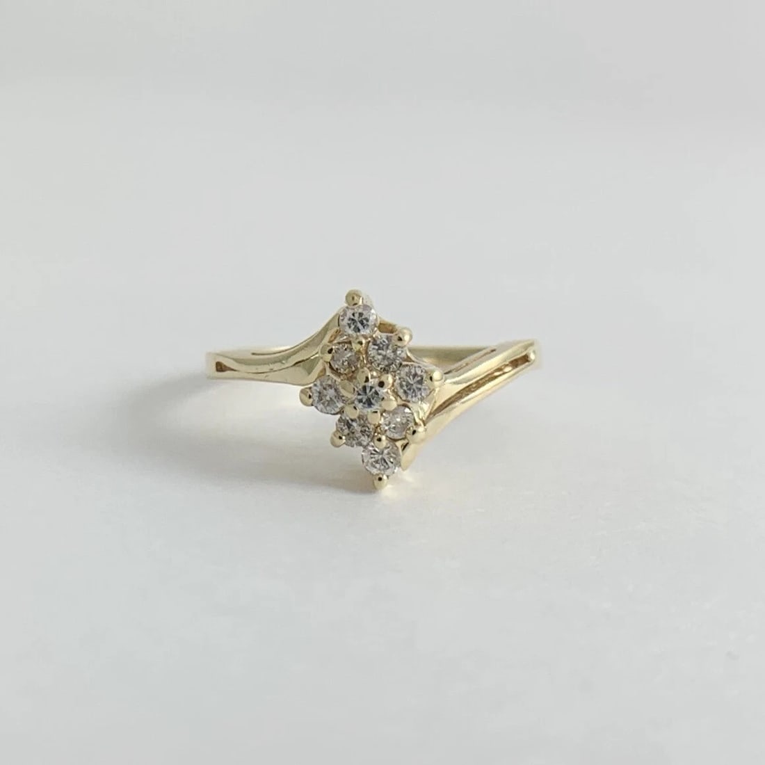 Diamond Marquise Cluster Statement Ring 14K Yellow Gold, .18 CTW, 1.97 Grams - 6