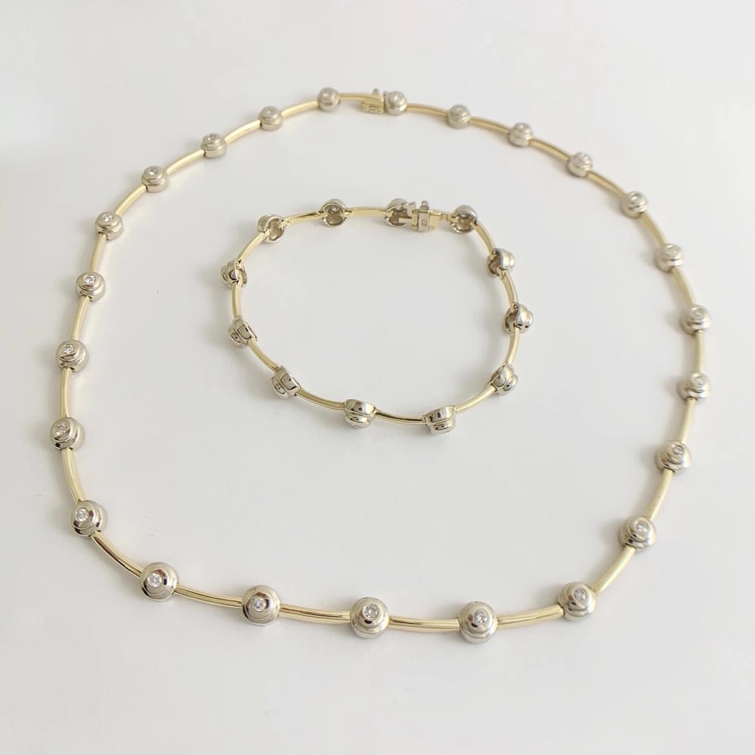 Diamond Two-Tone Bezel Tennis Bracelet 14K Yellow White Gold .48 CTW, 14.27 Gram - 5