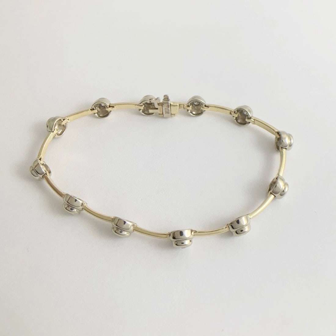 Diamond Two-Tone Bezel Tennis Bracelet 14K Yellow White Gold .48 CTW, 14.27 Gram - 7