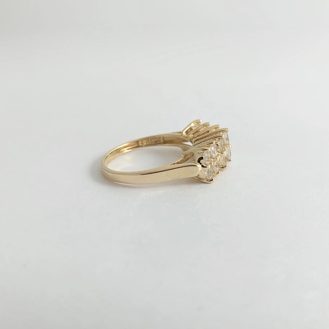 2-Row Round CZ Cubic Zirconia Wedding Band Ring 14K Yellow Gold, 2.95 Grams - 8
