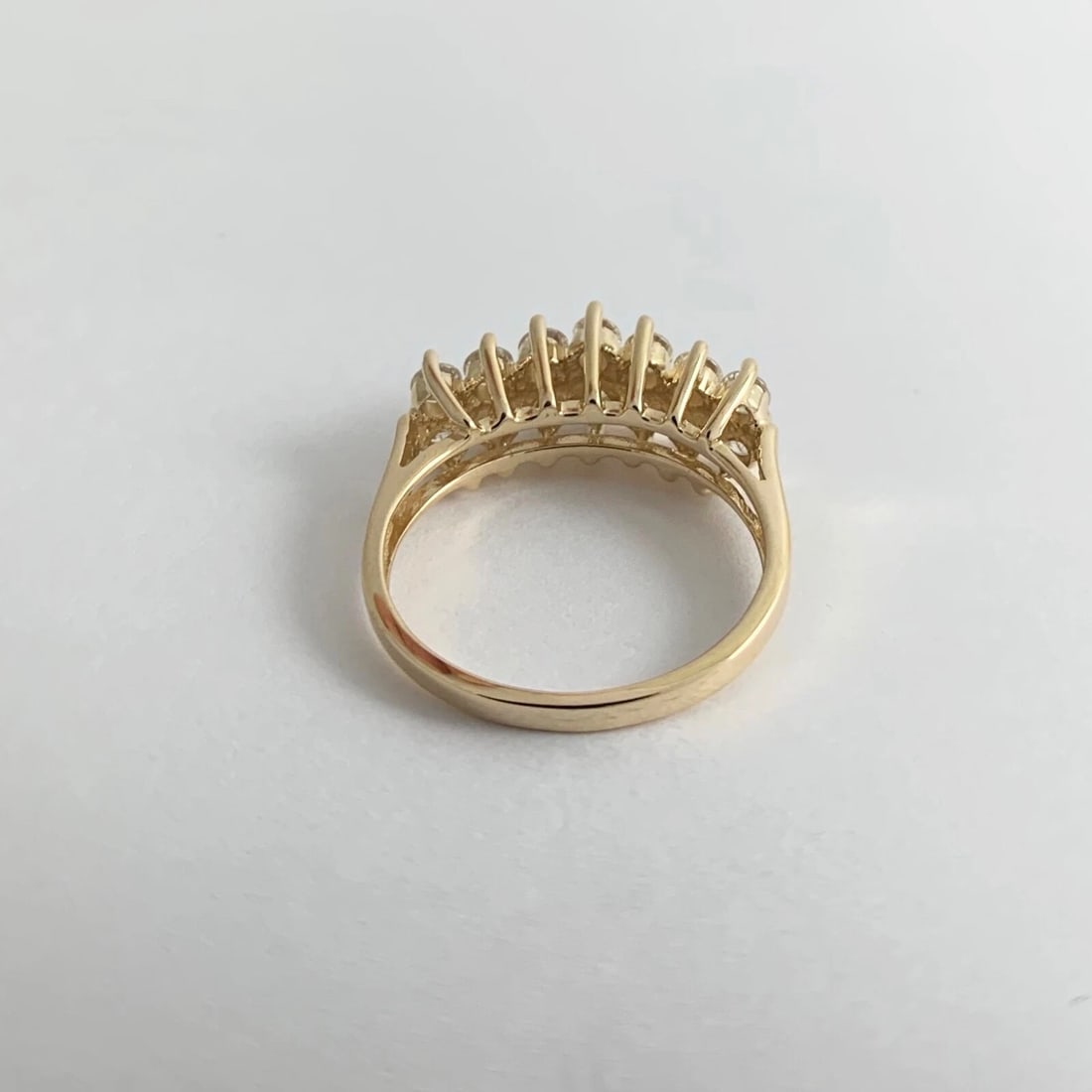 2-Row Round CZ Cubic Zirconia Wedding Band Ring 14K Yellow Gold, 2.95 Grams - 9