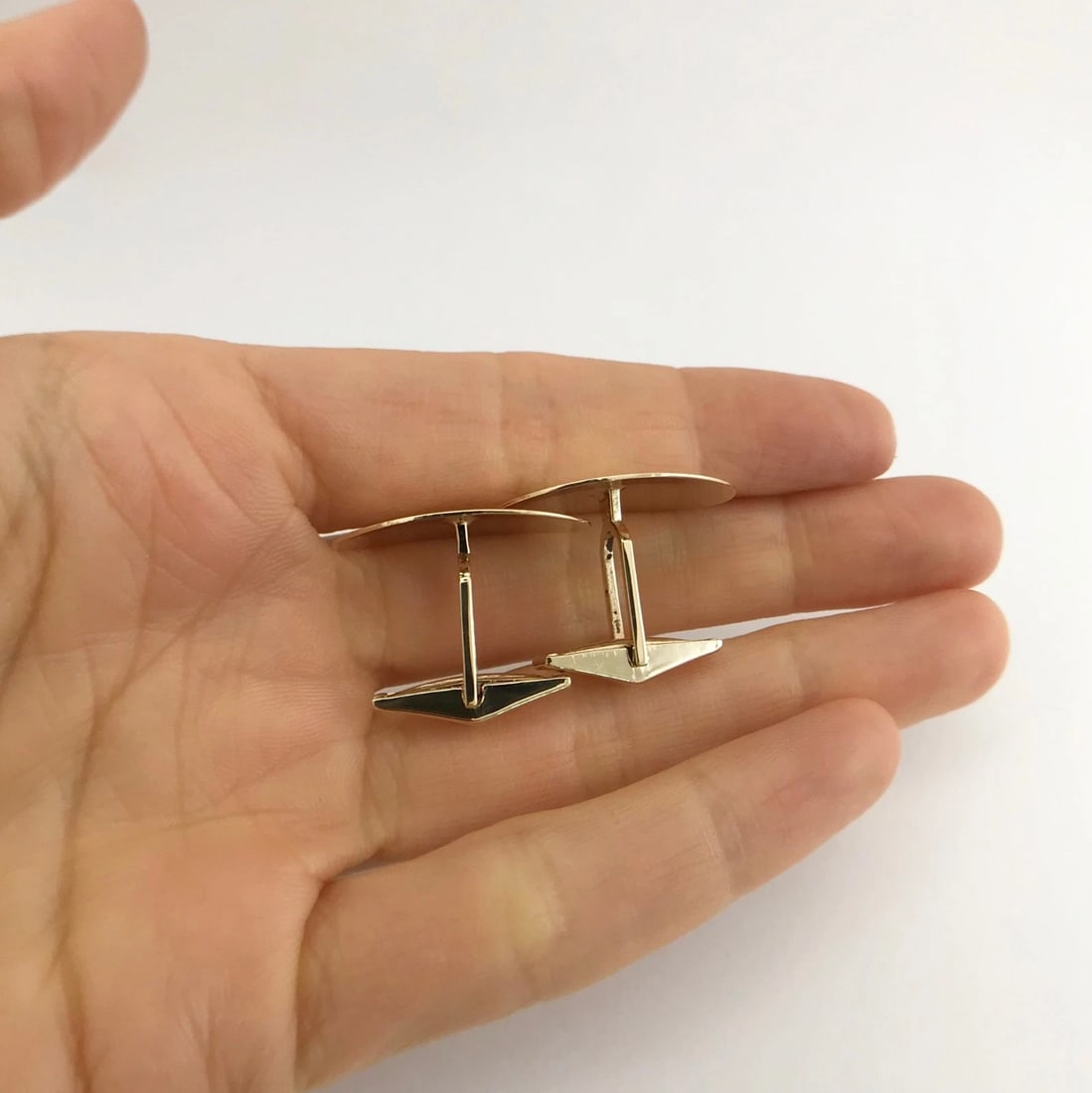 Oval Engravable Textured Matte Finish 14K Yellow Gold Cufflinks, 7.37 Grams - 4