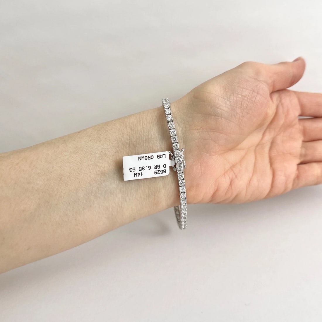 Round Lab-Created Diamond Tennis Bracelet 14K White Gold, 7 Inches, 6.35 CTW - 5