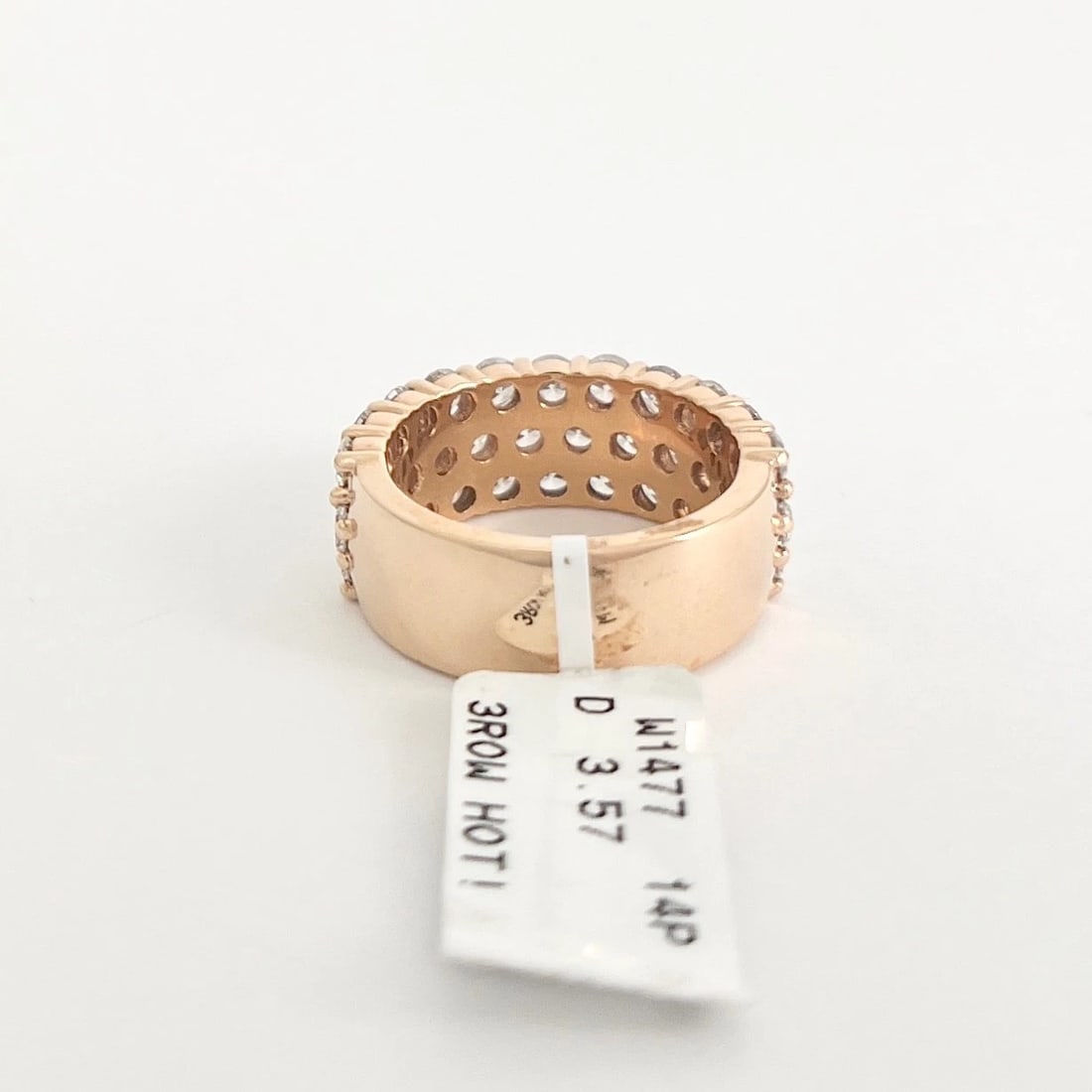 Wide 3-Row Pave Diamond Band Statement Ring 14K Pink Rose Gold, 3.57 CTW - 6