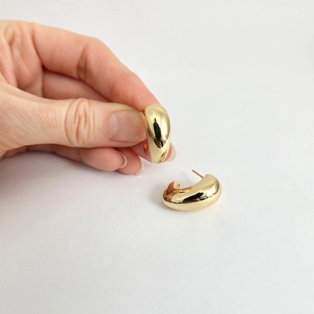 Pointed Drop Hoop Earrings 14K Yellow Gold - 3