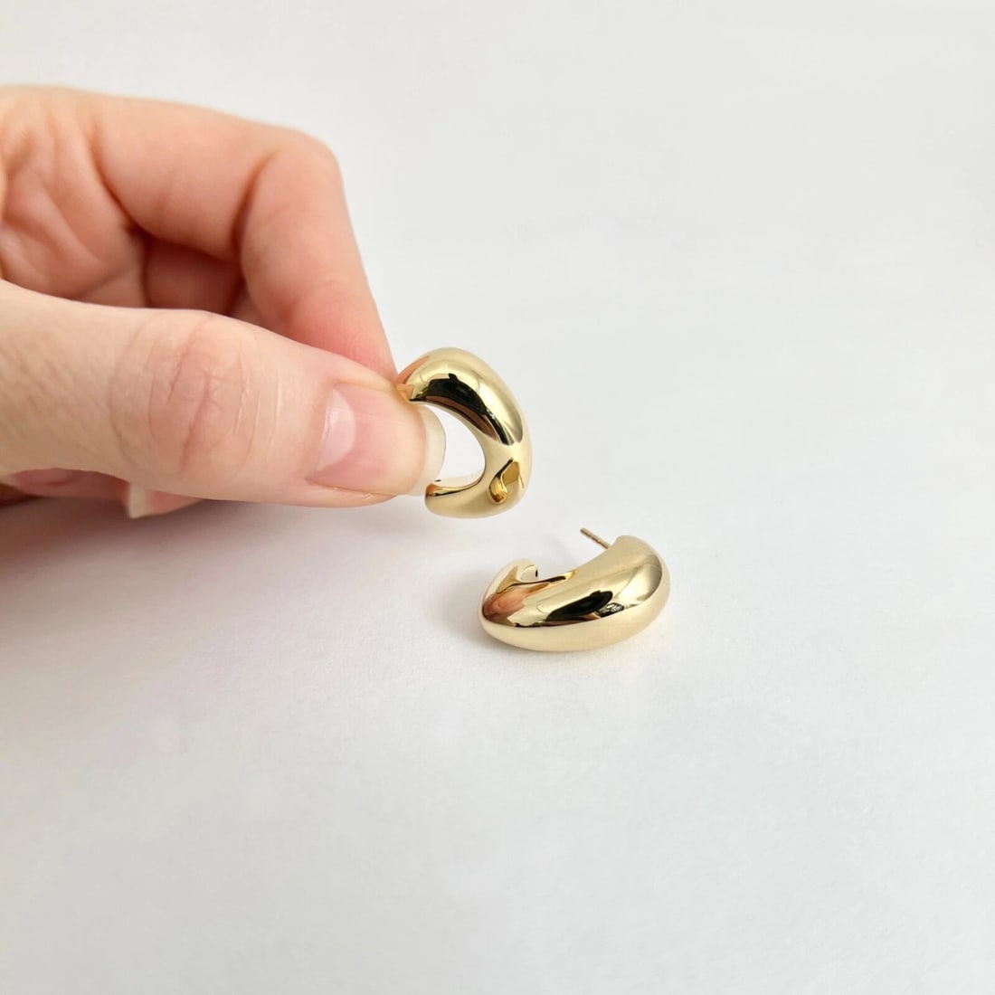 Pointed Drop Hoop Earrings 14K Yellow Gold - 4