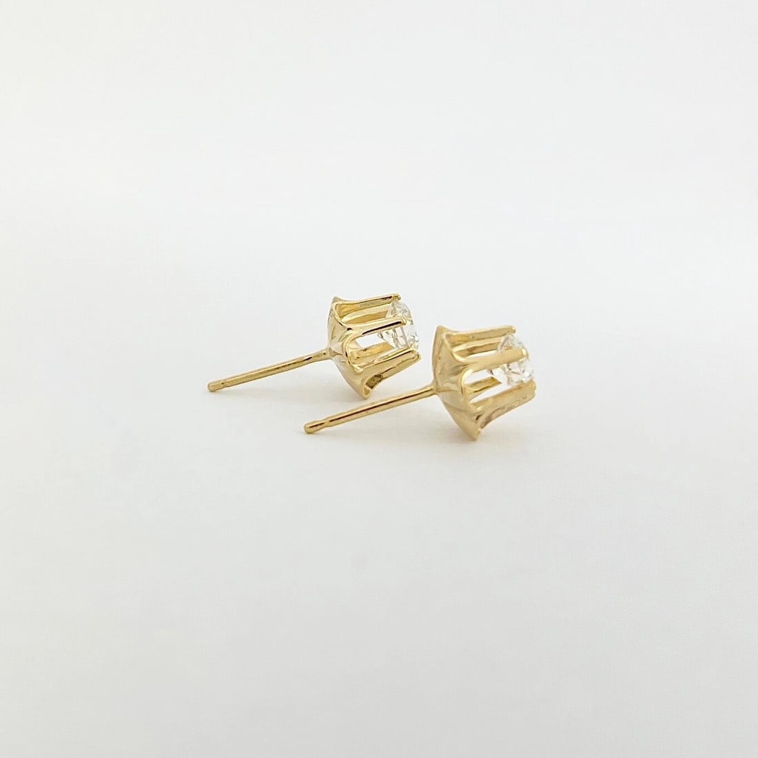 Round Diamond Buttercup Stud Earrings 14K Yellow Gold, .70 CTW - 6