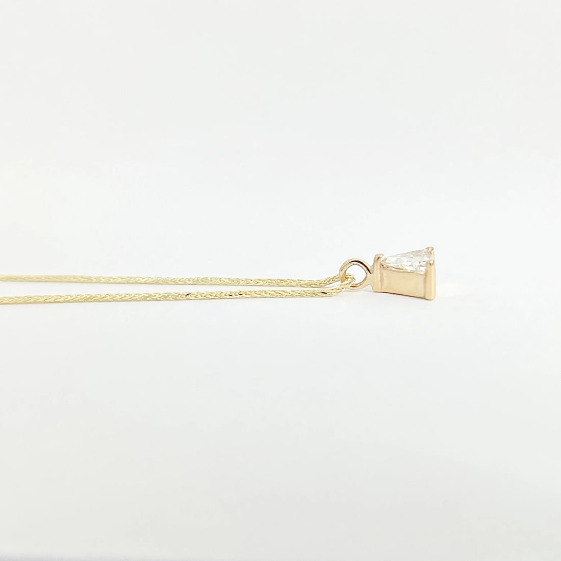 Trillion Solitaire Diamond Triangle Pendant Necklace 14K Yellow Gold, .55 CT - 5