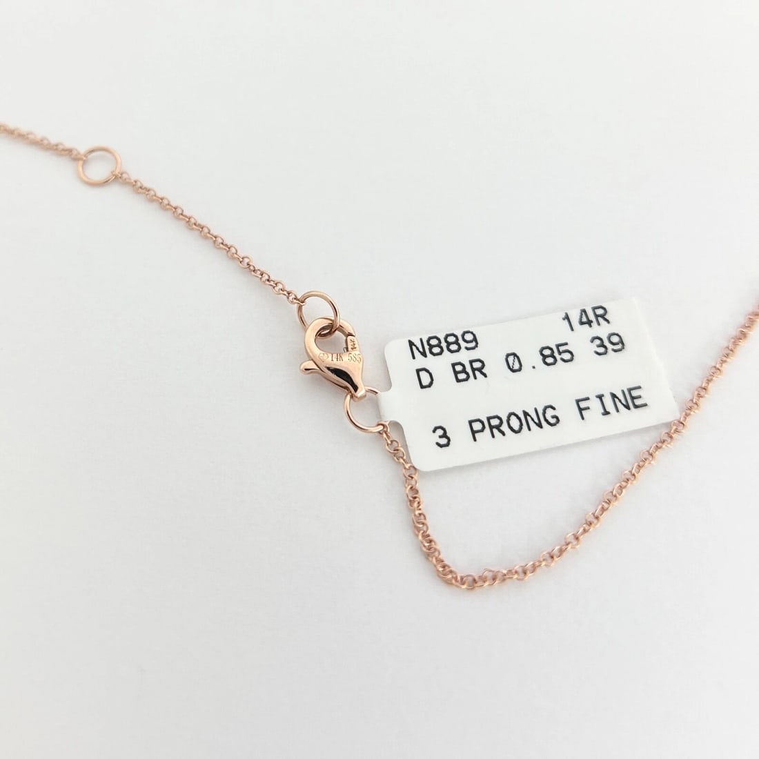 Half Diamond Tennis Chain Necklace 14K Pink Rose Gold Adjustable, .85 CTW - 8