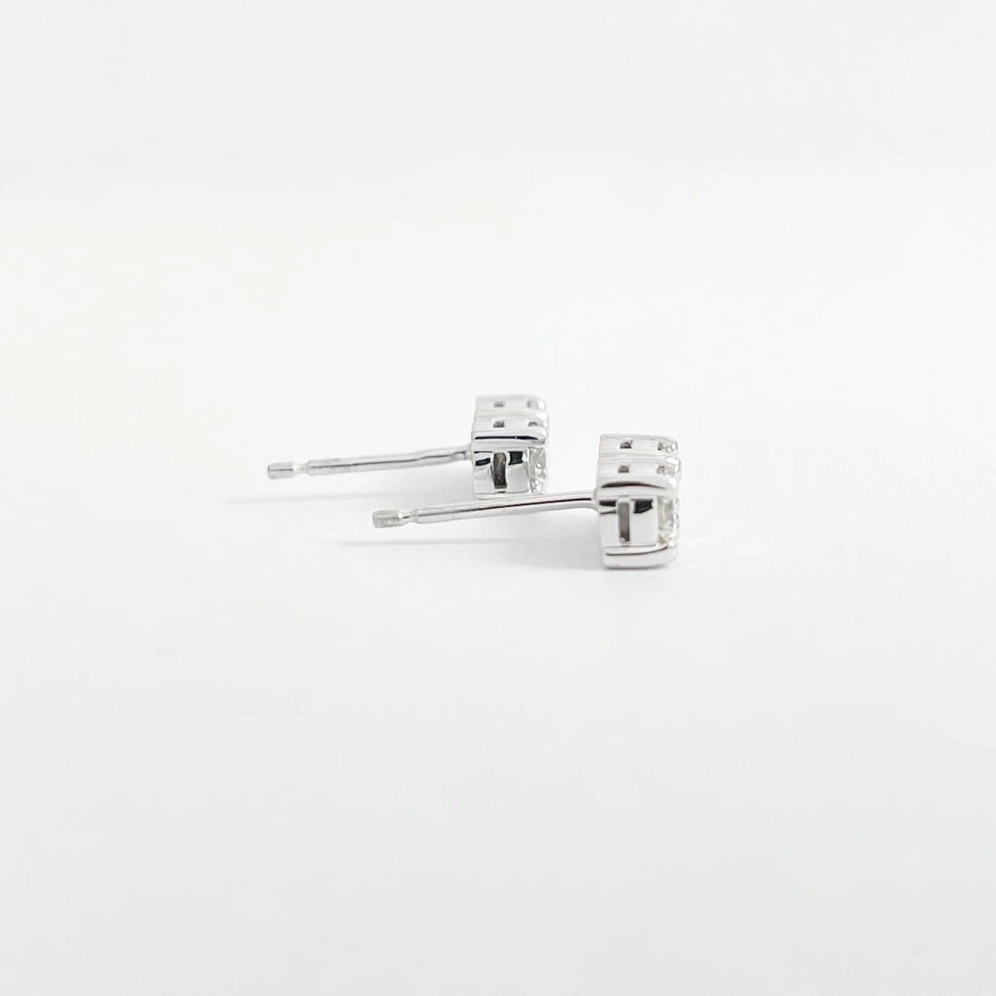 2-Stone Diamond Bar Stud Earrings 14K White Gold .43 CTW - 7