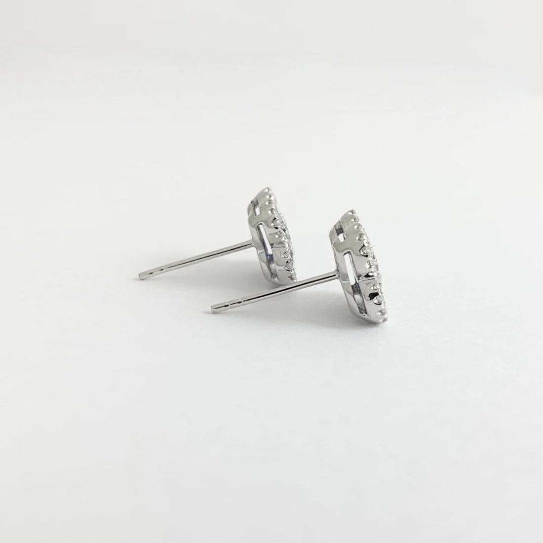 Blue Sapphire Diamond Clover Cluster Stud Earrings 14K White Gold 1.36 CTW - 5