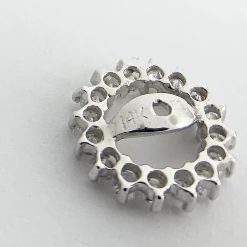 Round Diamond Halo Earring Jackets Enhancers 14K White Gold for 3.00 CTW Studs - 8