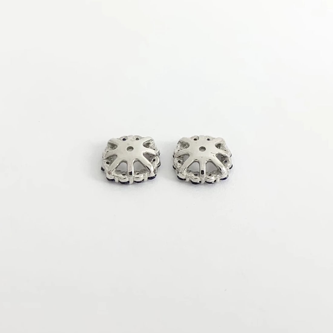 Cushion Sapphire Halo Earring Jackets Enhancers 14K White Gold for 1.50 CTW Stud - 10
