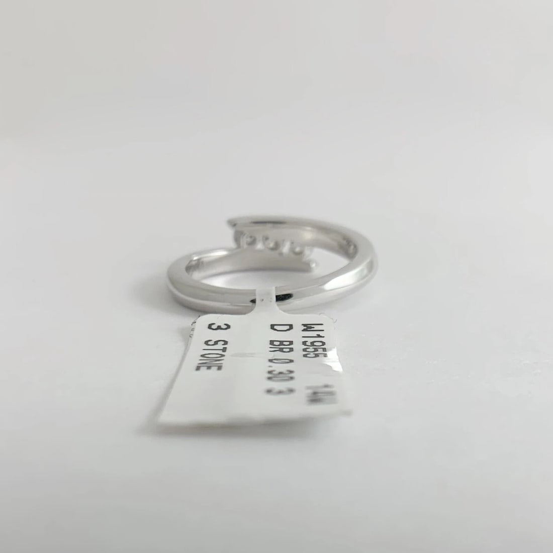 3-Stone Diamond Crossover Wrap Statement Ring 14K White Gold, .30 CTW, 3.89 Gram - 8