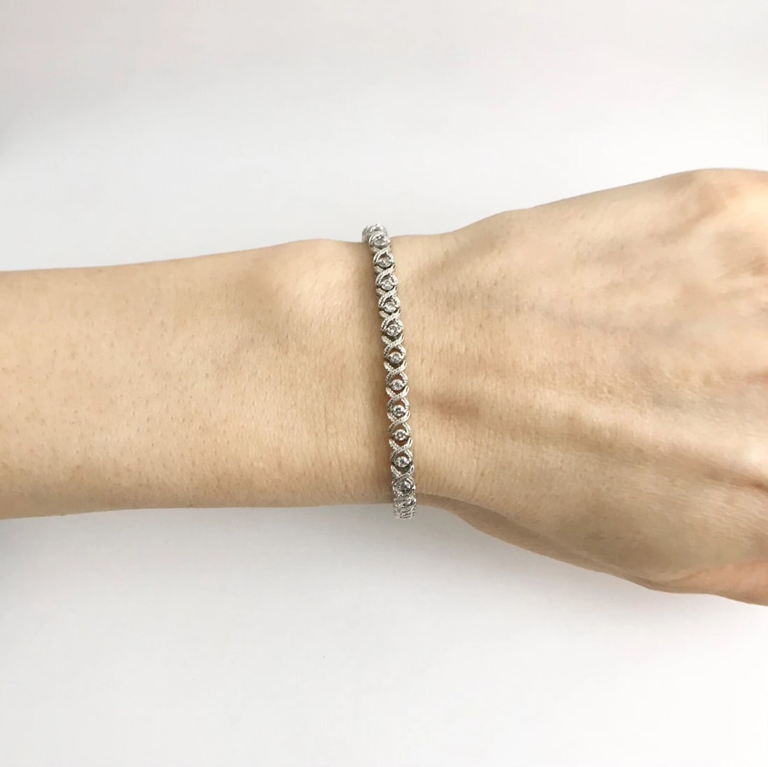 X-Link Milgrain Diamond Tennis Bracelet 14K White Gold, 7.25 Inches, .65 CTW - 3