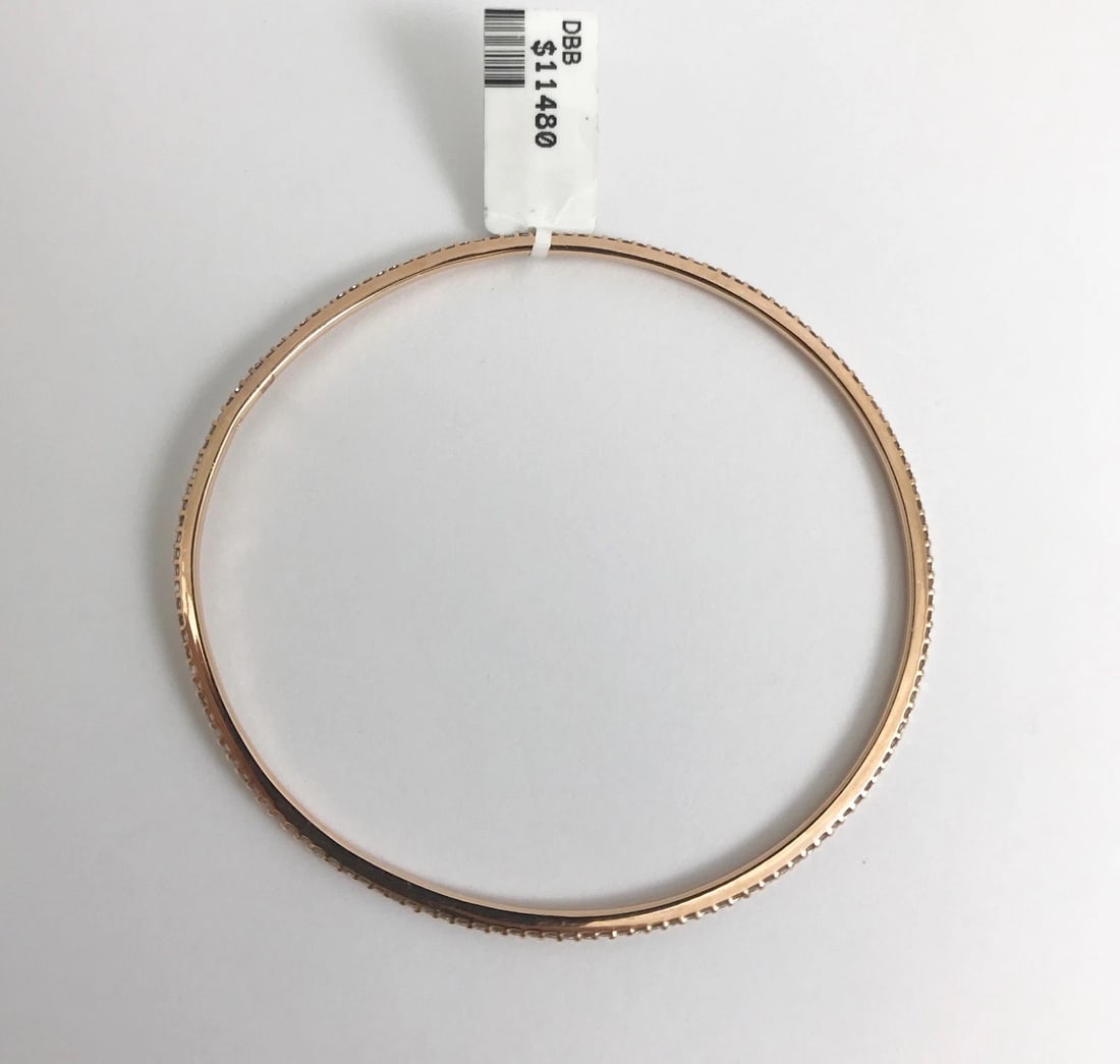 Diamond Eternity Bangle Bracelet in 14K Pink Rose Gold, 1.50 CTW, 7.47 Grams - 9