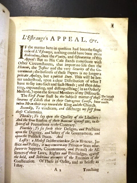 1681 L'Estrange His Appeal Three Estates Assembled in Parliament - 2