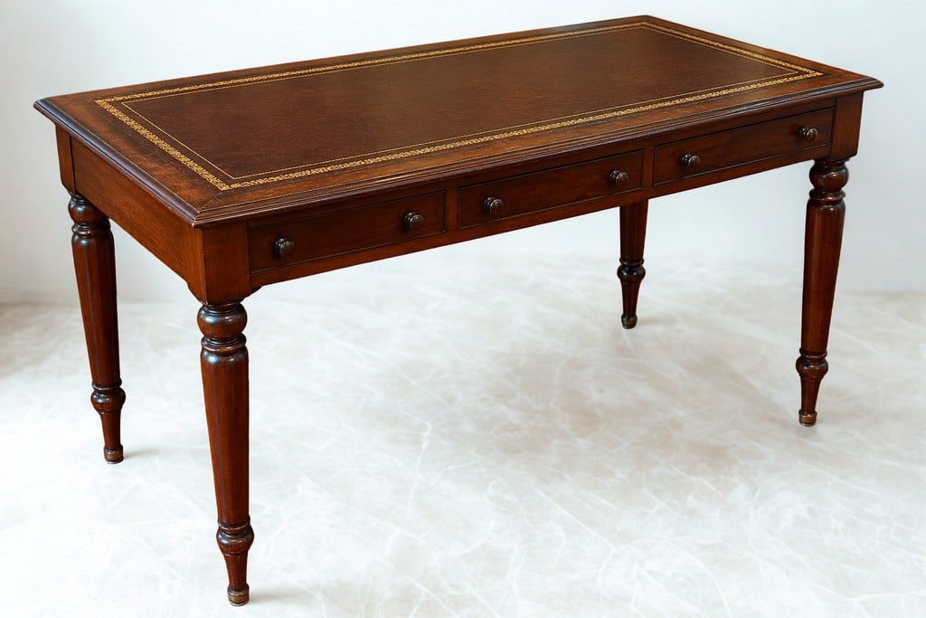 Regency Style Mahogany and Tooled Leather Console Table/Desk (1 of 4)