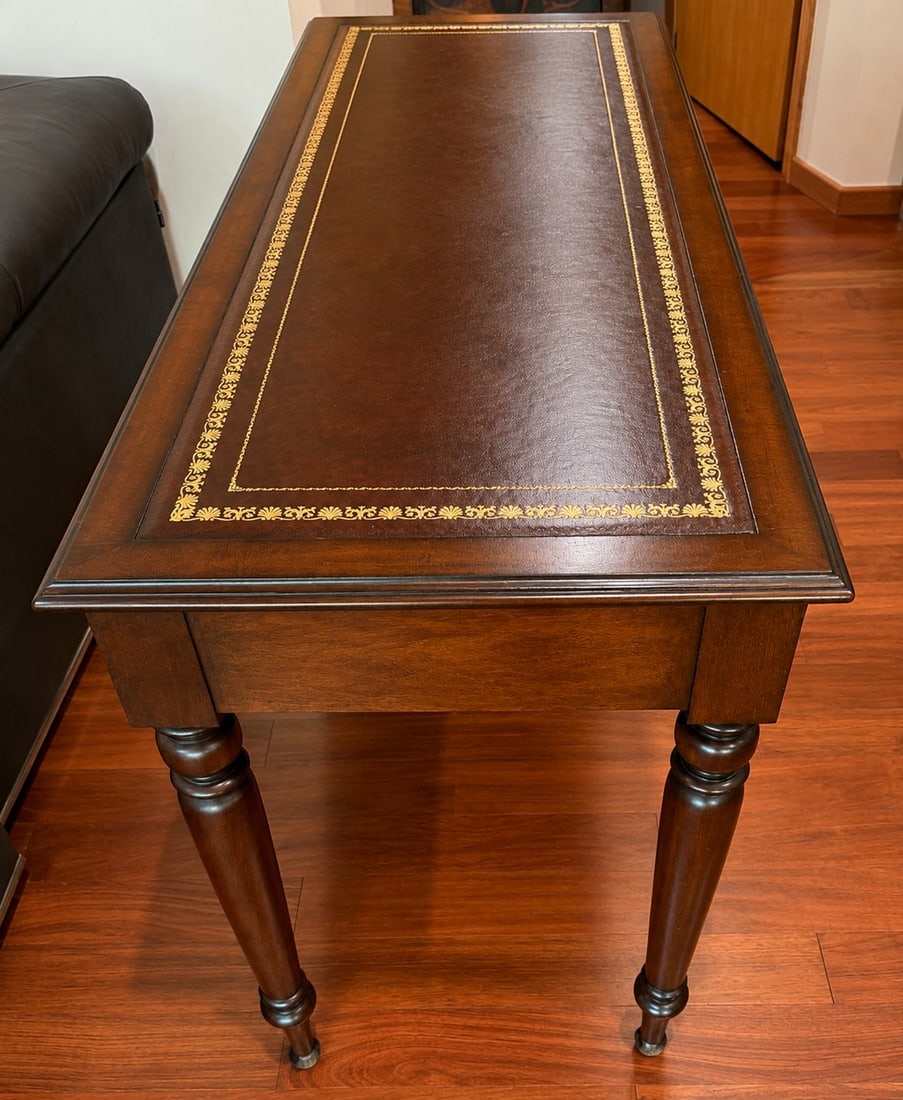 Regency Style Mahogany and Tooled Leather Console Table/Desk - 2