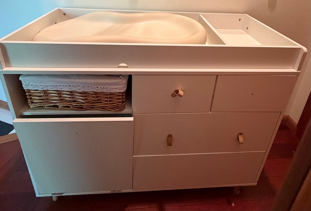 Modern White Changing Table with Storage - 2