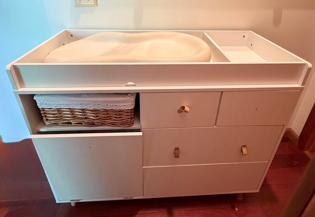 Modern White Changing Table with Storage - 3
