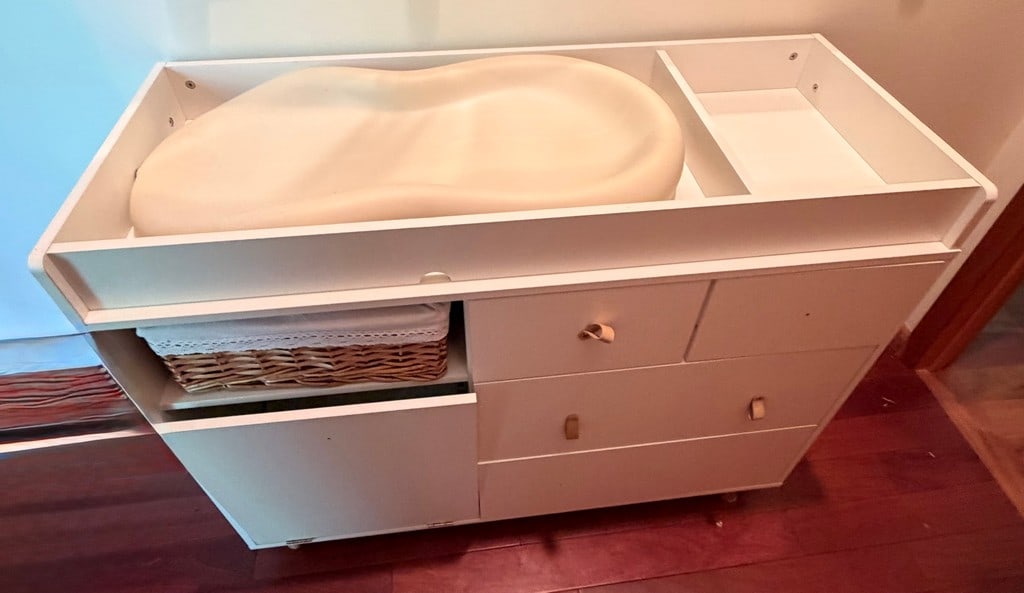 Modern White Changing Table with Storage - 4