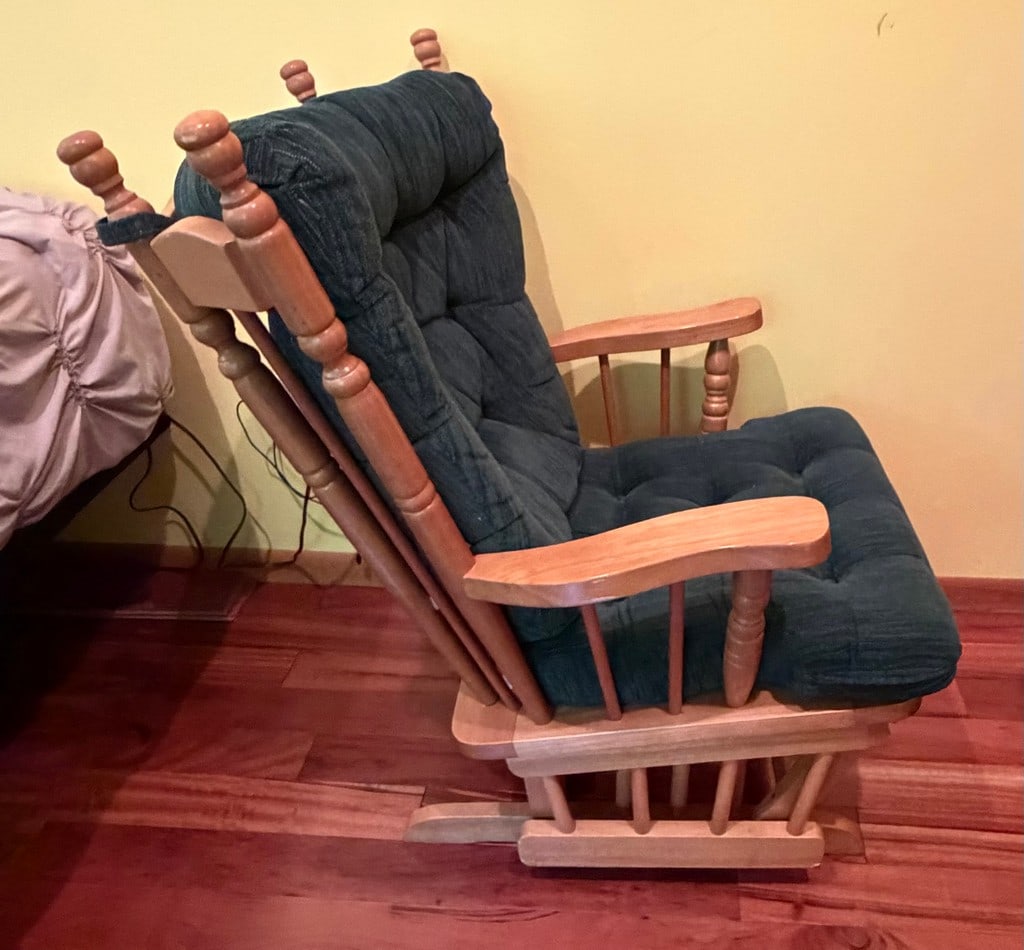 Maple and Green Upholstered Glider Rocking Chair - 3