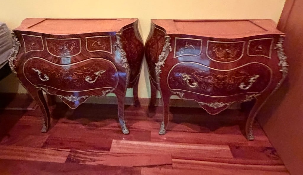 Pair of Louis XV Style Marquetry and Gilt Bronze Commodes - 3