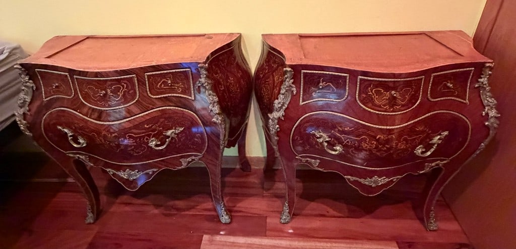 Pair of Louis XV Style Marquetry and Gilt Bronze Commodes - 4