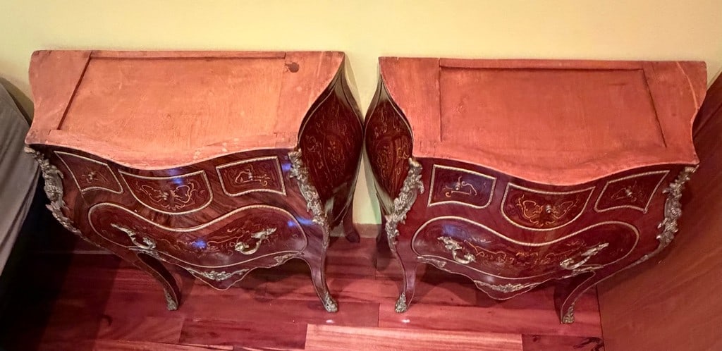 Pair of Louis XV Style Marquetry and Gilt Bronze Commodes - 5