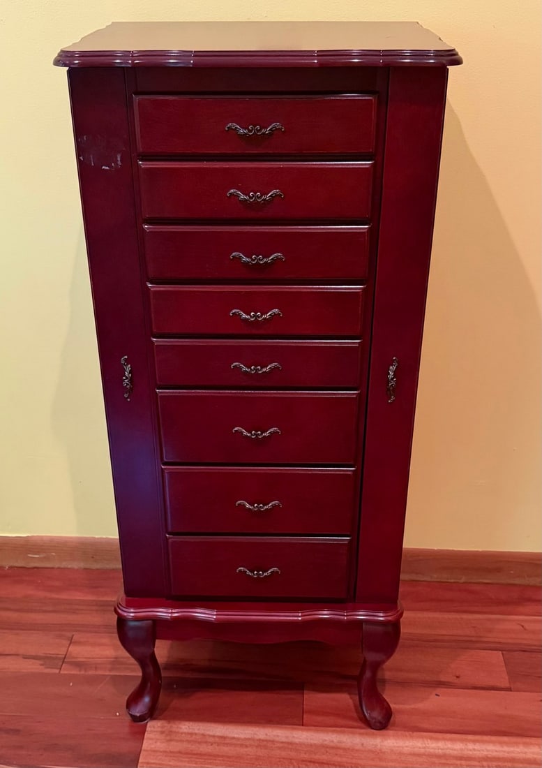 Cherry Finish Wooden Jewelry Armoire - 3