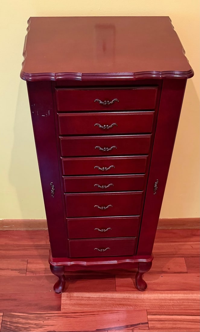 Cherry Finish Wooden Jewelry Armoire - 4