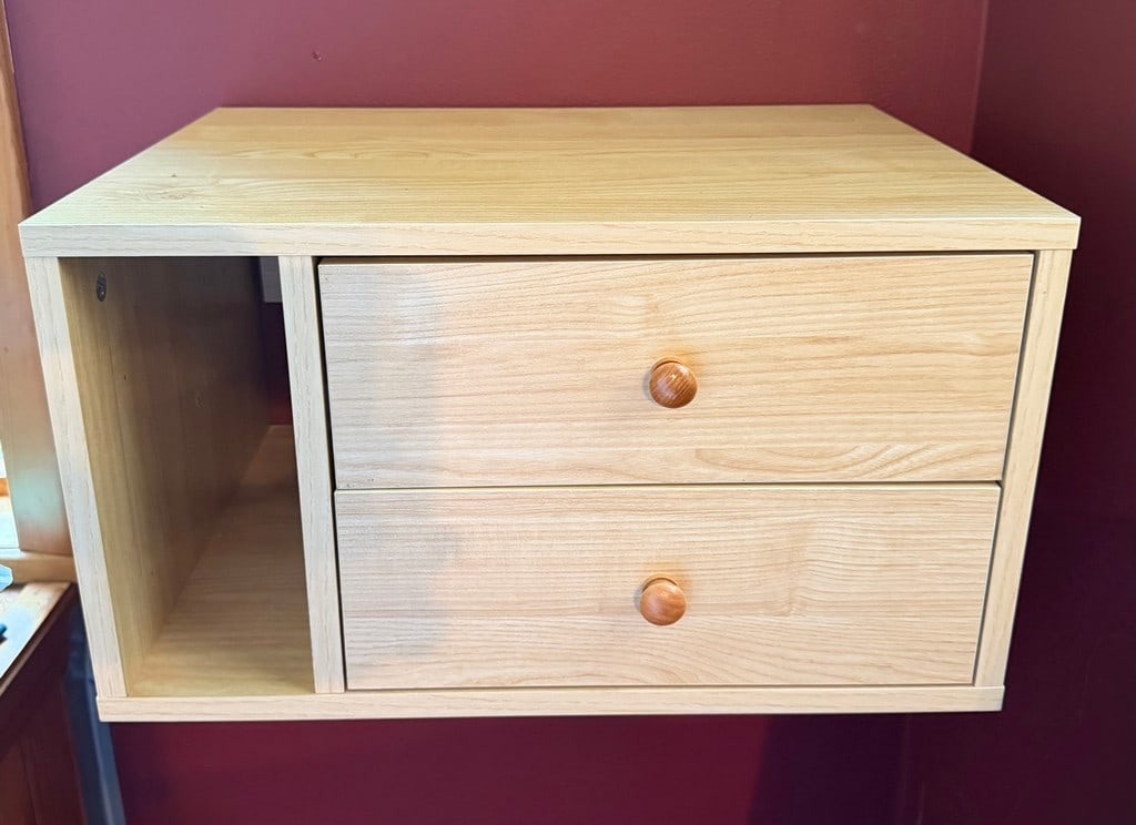 Contemporary Oak Wall-Mounted Nightstand or Shelf Unit - 5