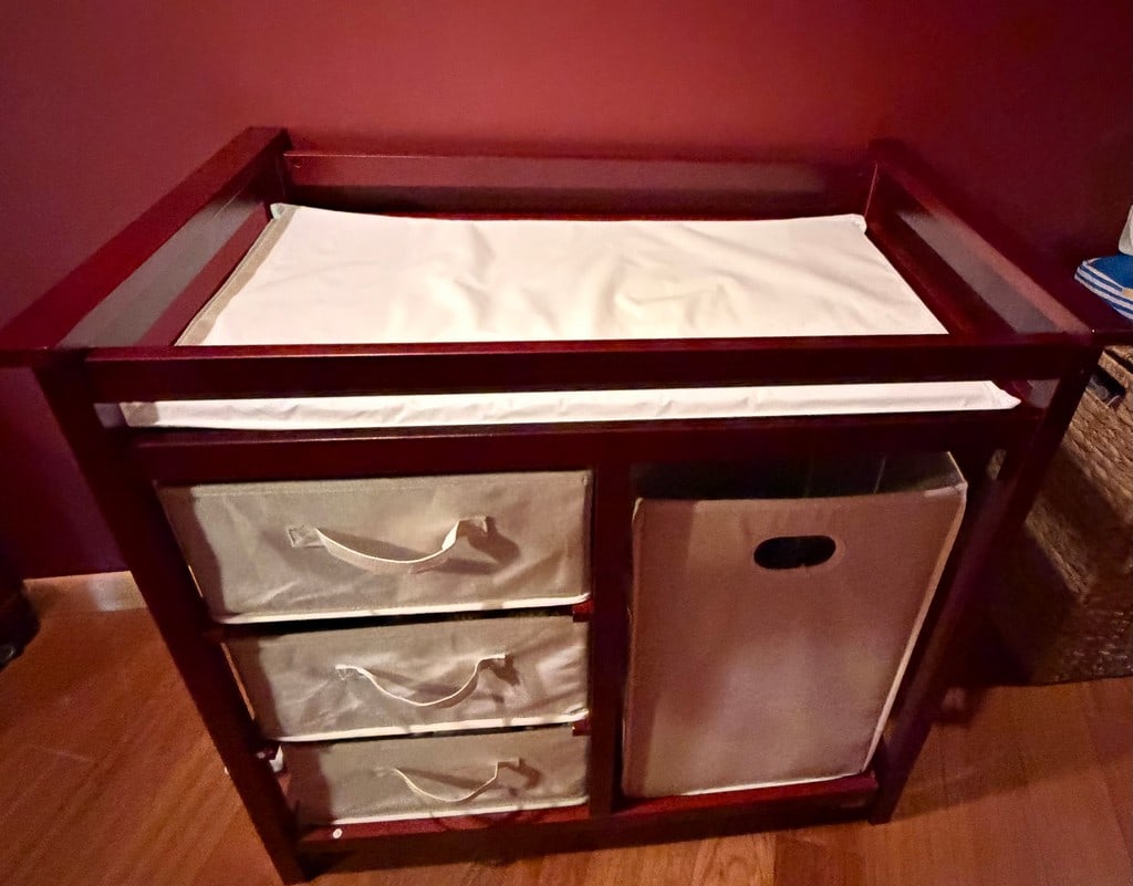 Contemporary Dark Wood Changing Table with Storage - 2