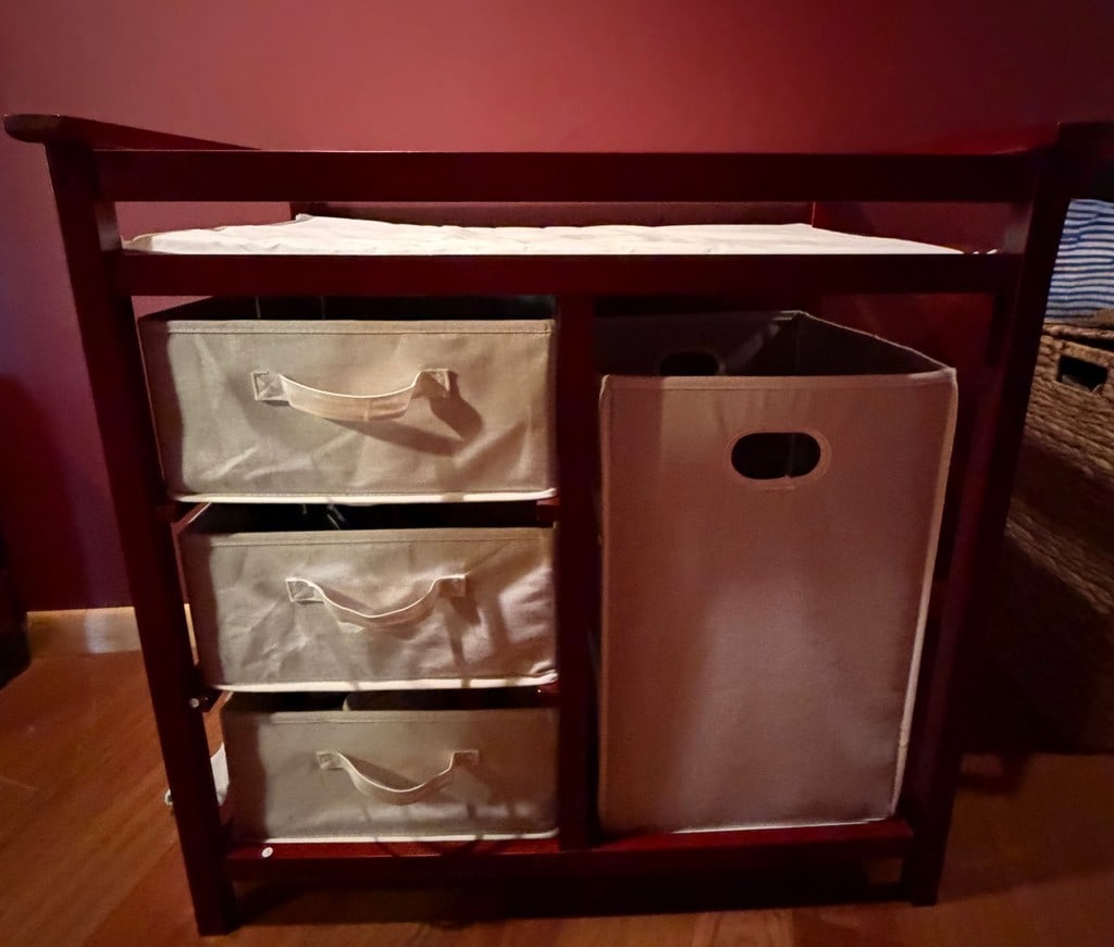 Contemporary Dark Wood Changing Table with Storage - 3