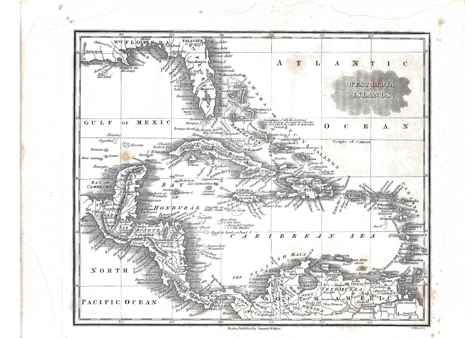 1834 Malte-Brun Map of the Caribbean -- West India Islands: Title:1834 Malte-Brun Map of the Caribbean -- West India Islands,li>Cartographer:M. Malte-Brun / S. Walker Year/Place:1834, Boston Map Dimension (in.):7.4 X 8.9 in. Description:This is an attractive