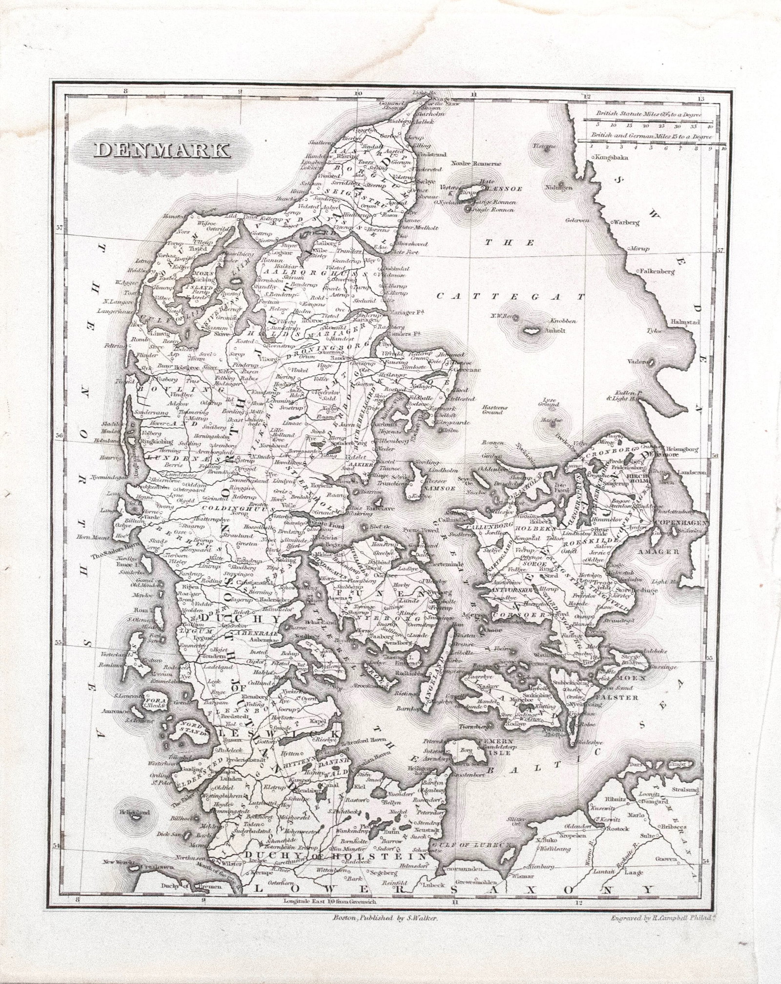 1834 Malte-Brun Map of Denmark -- Denmark: Title:1834 Malte-Brun Map of Denmark -- Denmark,li>Cartographer:M. Malte-Brun / S. Walker Year/Place:1834, Boston Map Dimension (in.):9.3 x 7.5 in. Description:An attractive and highly detailed map