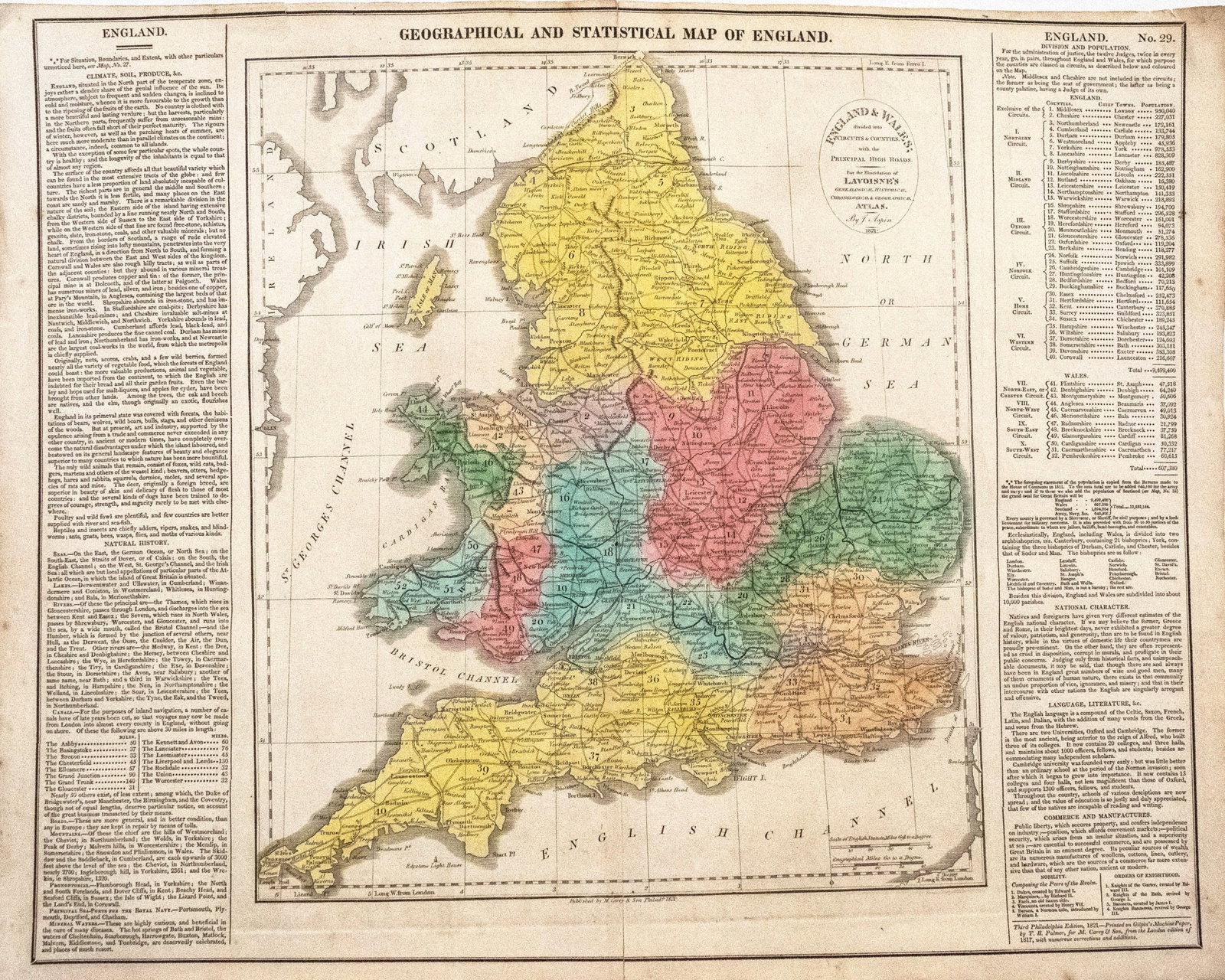 1821 Lavoisne Map of England with Wales - Geographical and Statistical Map of England (1 of 1)