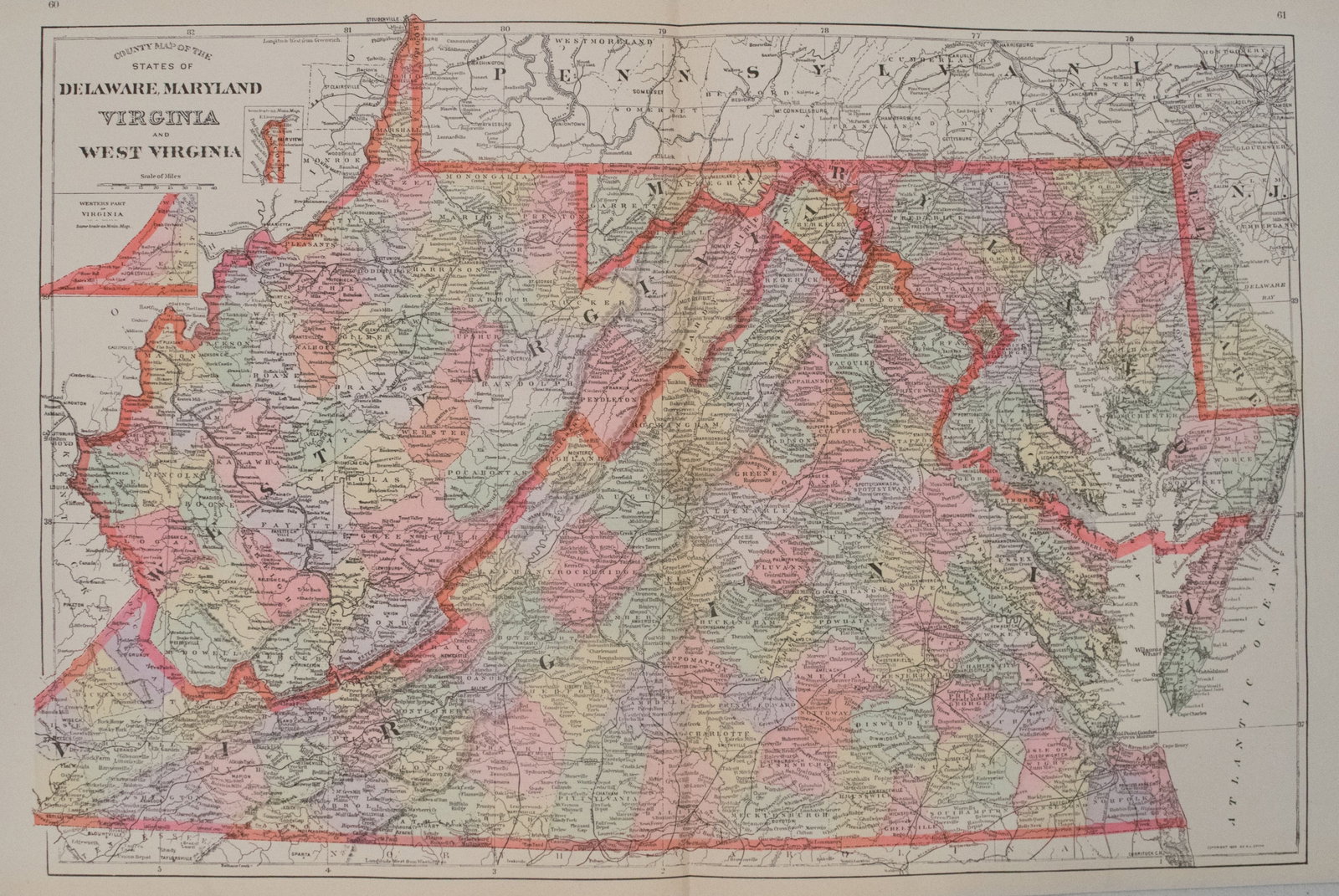 1894 Smith Map of the Virginias, Maryland and Delaware -- County Map of the States of Delaware, (1 of 1)