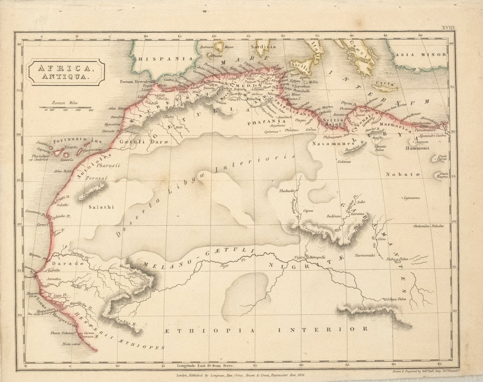 1826 Hall Map of Northern Africa -- Africa Antiqua: Title:1826 Hall Map of Northern Africa -- Africa Antiqua,li>Cartographer:S Hall Year/Place:1826, London Map Dimension (in.):7.3 X 9.5 in. Description:A very nice map of Northern Africa, including the 