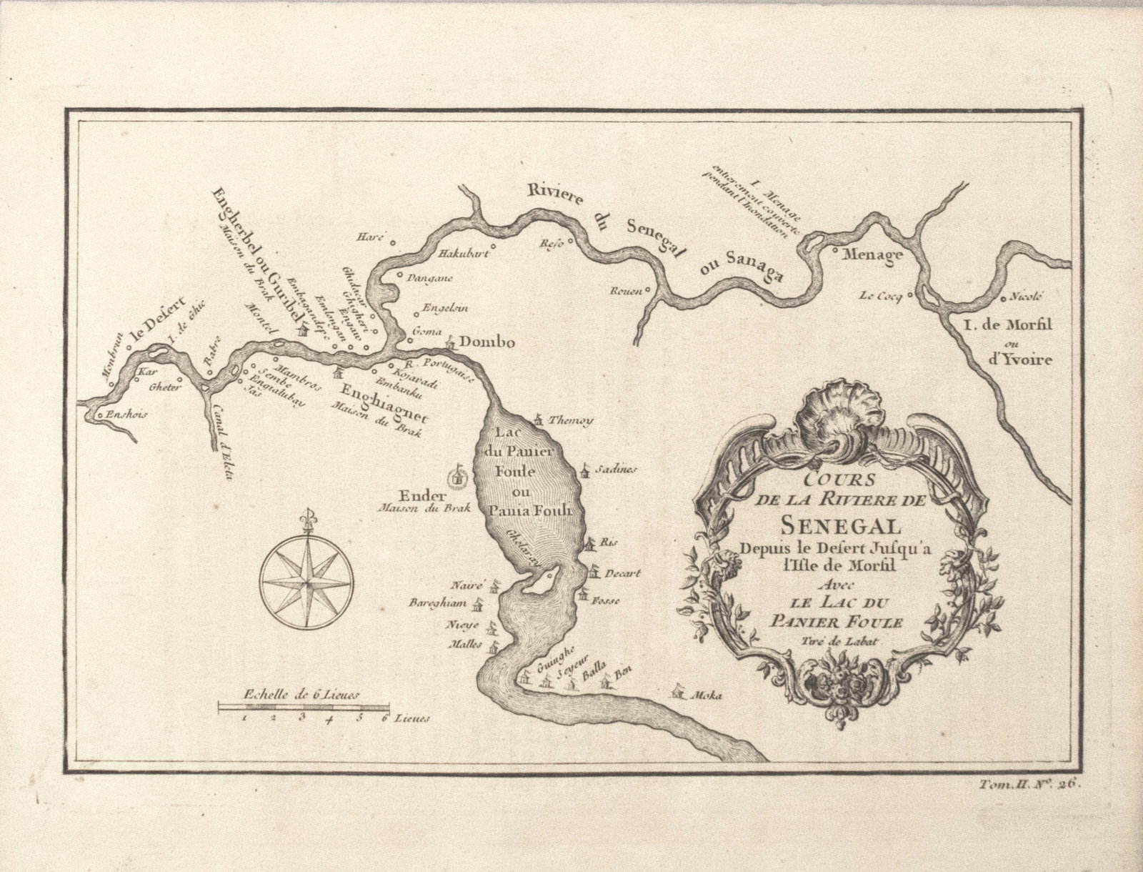 1746 Bellin Coastal Map of a Portion of Senegal -- Cours de la Riviere de Senegal Depuis le Desert (1 of 1)